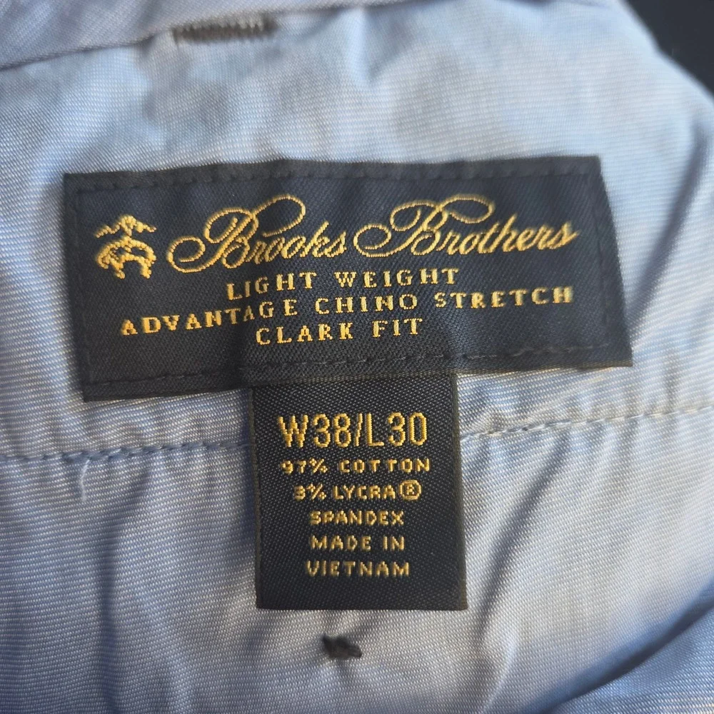 Brooks Brothers Advantage Chino Stretch Clark Fit Mens Gray Pants 38x30 (27.5)